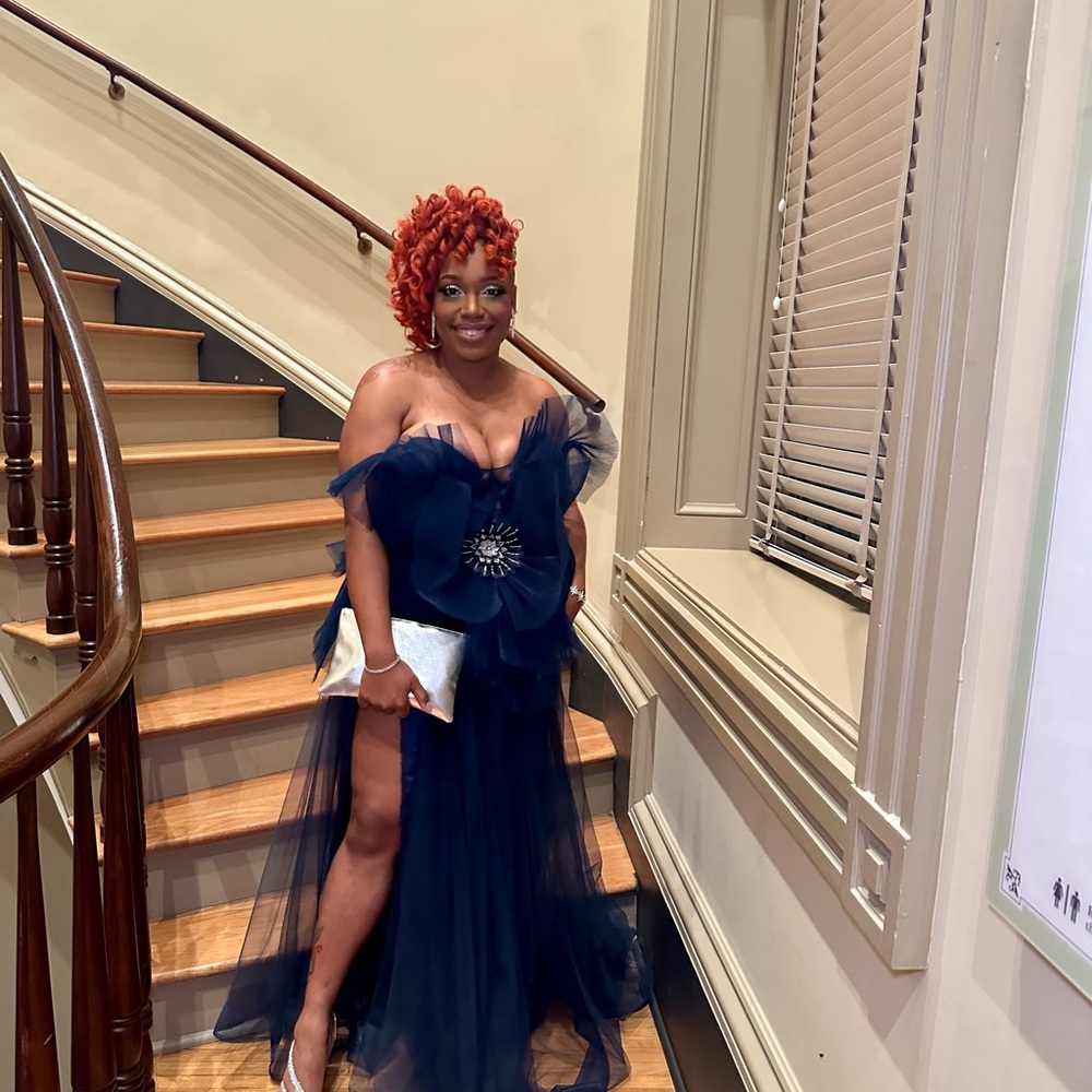 Angelica Navy Tulle Gown - Picture 4 of 4